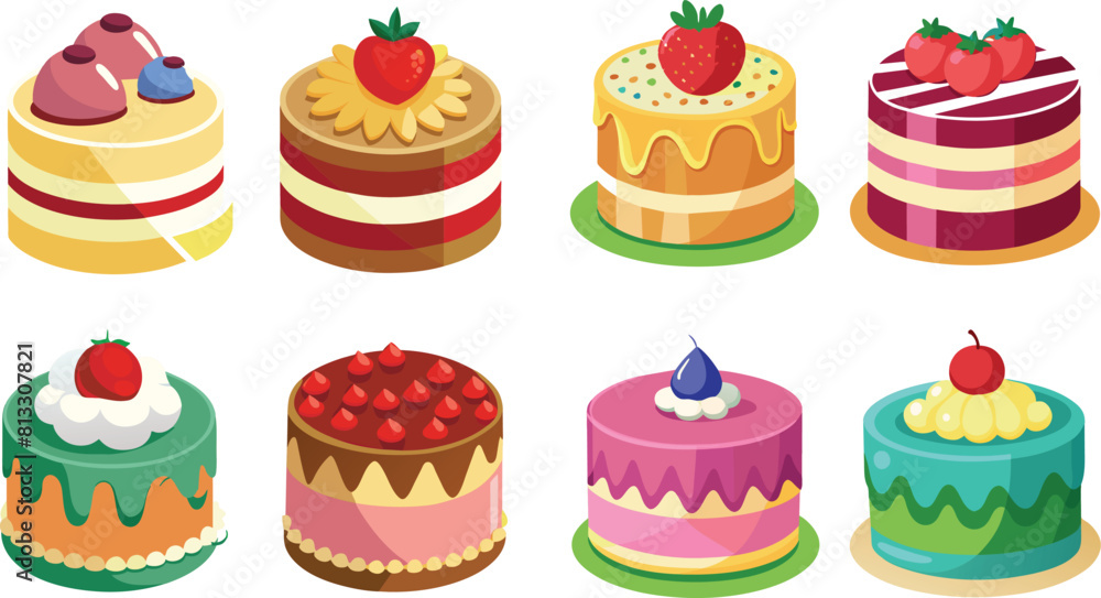 set of cake christmas icons