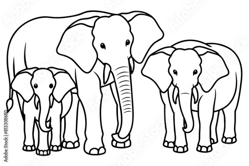 elephant line art silhouette illustration