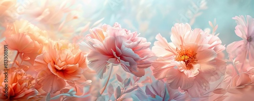 Pastel abstract floral art for gentle and calming visuals © Seksan