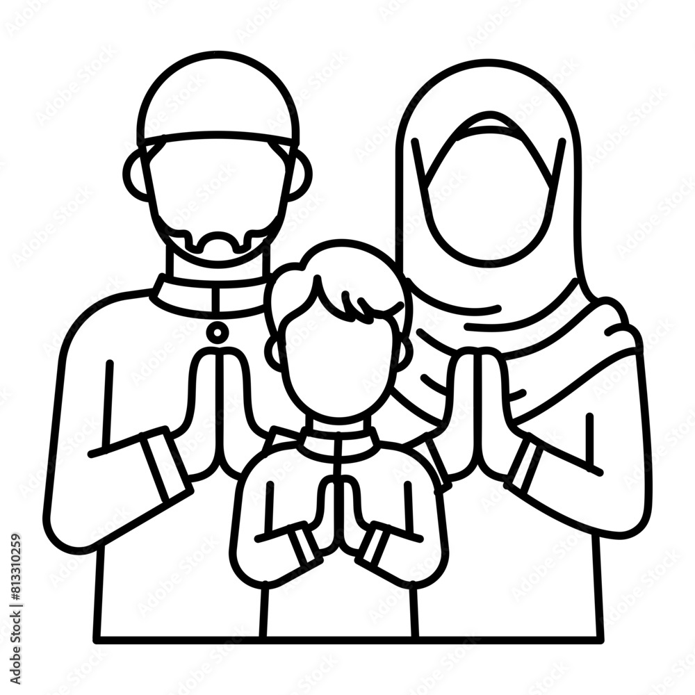 Happy Eid Al-Adha Mubarak Outline Icon and Moeslem greetings Happy Eid Al-Adha Mubarak Outline Icon and Moeslem greetings