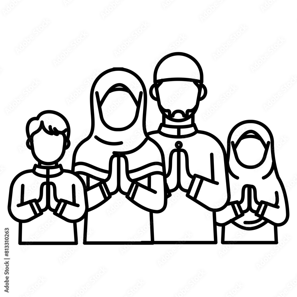 Happy Eid Al-Adha Mubarak Outline Icon and Moeslem greetings Happy Eid Al-Adha Mubarak Outline Icon and Moeslem greetings