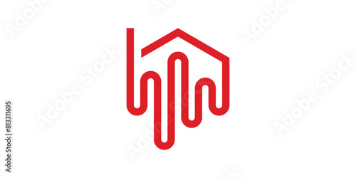 sound house logo design, sound waves, construction, property, logo design icon, vector, symbol, creative idea.