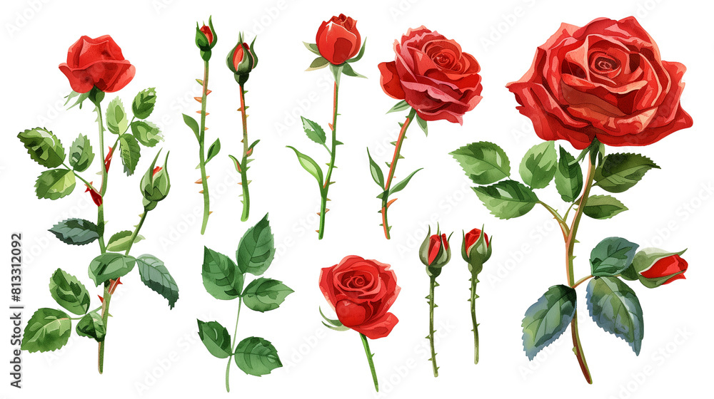 Naklejka premium Red rose elements