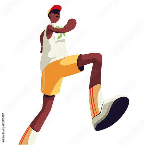 Marathon runner in low angle