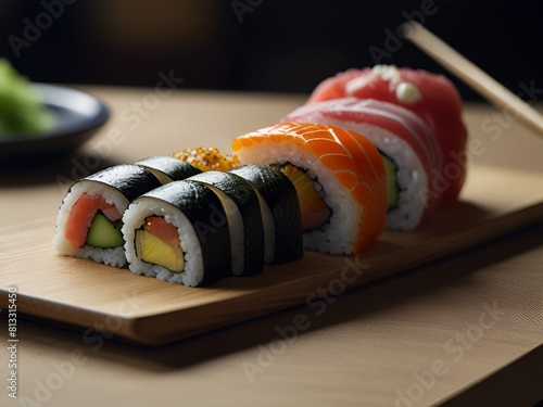 Diferentes rollos de sushi photo