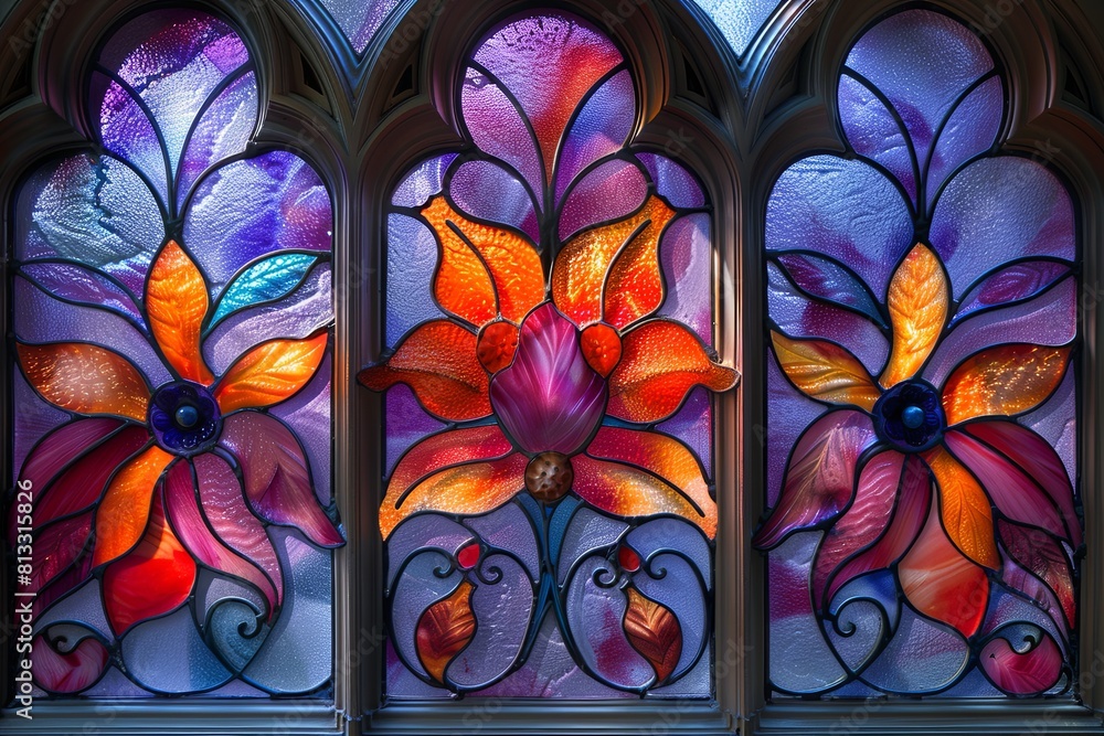 Symmetrical Oasis: A Burst of Purple, Orange, and Red Harmony Symmetrical Oasis: A Burst of Purple, Orange, and Red Harmony
