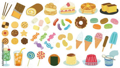 かわいいおやつのイラストセット ベクター素材