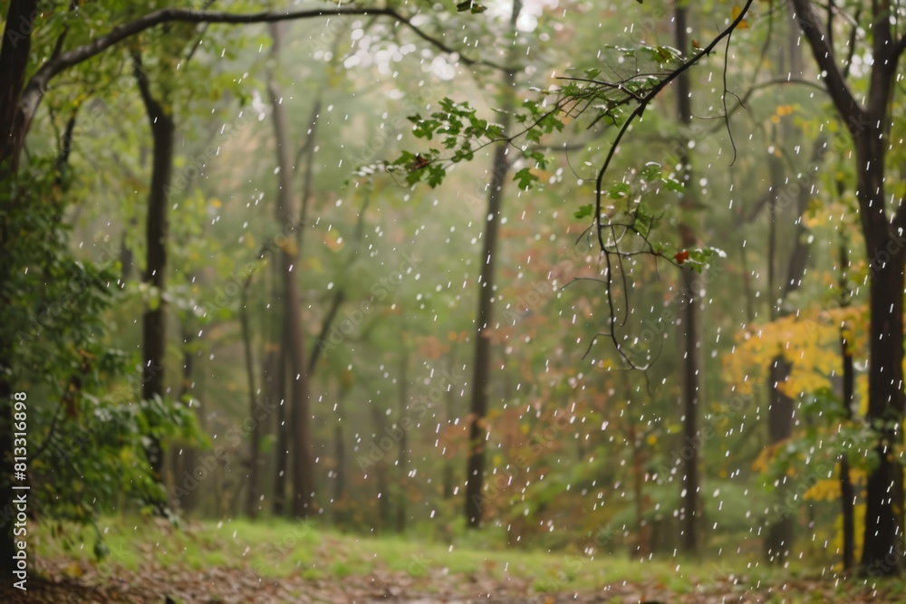 A forest clearing filled with the sound of dripping water, as raindrops fall from leaves and branches overhead, Generative AI A forest clearing filled with the sound of dripping water, as raindrops fall from leaves and branches overhead, Generative AI