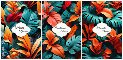 Plants and Flowers. seamless floral patterns for prints, leaves and plants for background, pattern and wallpaper