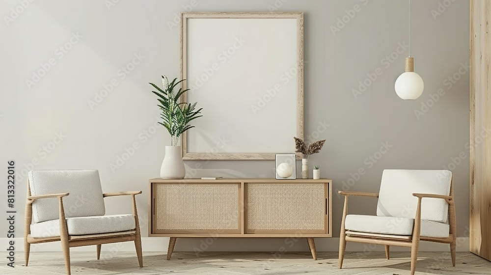 Fototapeta premium Fashionable Home Interior: Chair Selections and Mockup Frame Design