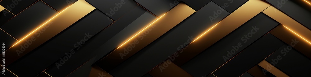 A sophisticated art deco-inspired abstract background in black and gold light with intricate geometric shapes and lines, banner A sophisticated art deco-inspired abstract background in black and gold light with intricate geometric shapes and lines, banner