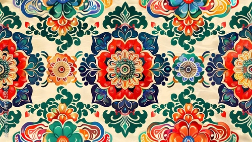 Korea traditional seamless floral pattern