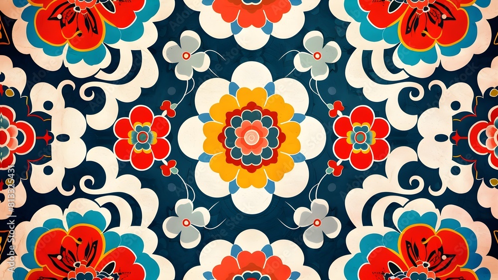 Korea traditional seamless floral pattern Korea traditional seamless floral pattern