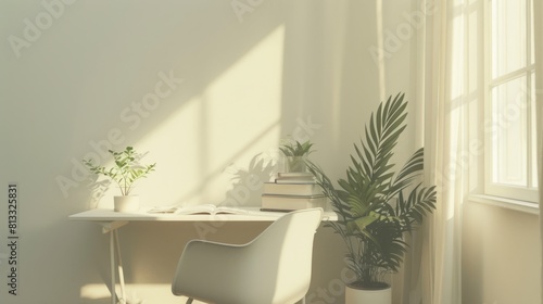 Minimalist white office interior