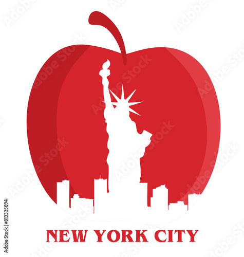 new york city with the silhouette of the statue of liberty