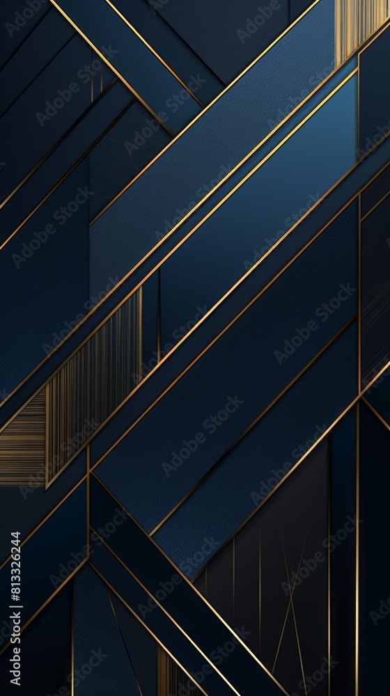Art deco geometric wallpaper design featuring a blend of blue and gold hues with intricate patterns and shapes, background Art deco geometric wallpaper design featuring a blend of blue and gold hues with intricate patterns and shapes, background