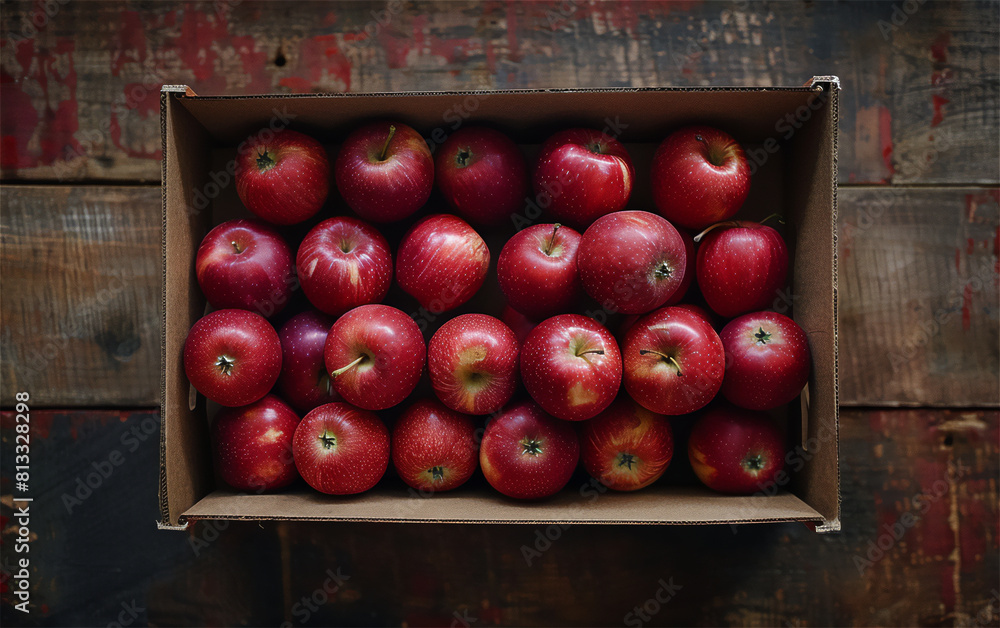 a box of apples in a brown box, a box of apples in a brown box,