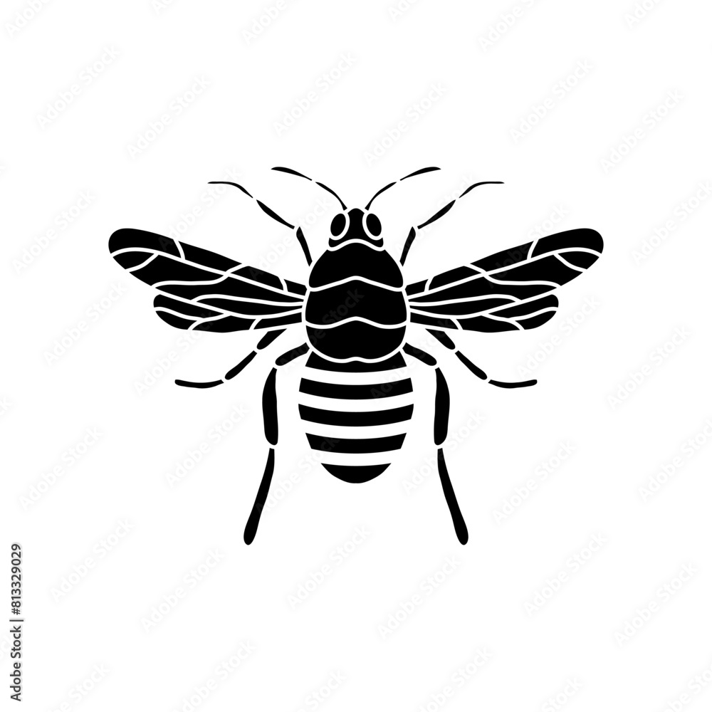 Honey Bee Icon. Black Bee On White Background. Vector Silhouette. Graphic illustration of insect silhouette vector drawing for honey products, package, design. Honey Bee Icon. Black Bee On White Background. Vector Silhouette. Graphic illustration of insect silhouette vector drawing for honey products, package, design.