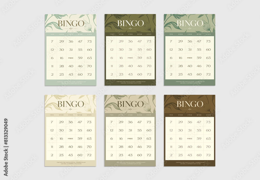 Elegant Bingo Cards Template Stock Template | Adobe Stock