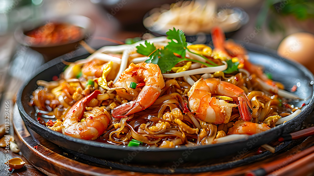 Savory Shrimp Pad Thai Dish Close-up