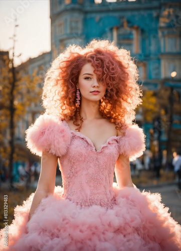 woman in pink dress