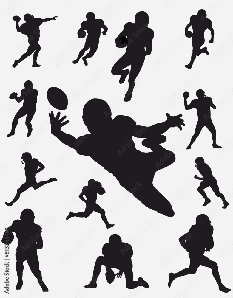 American football silhouette collection set. American football silhouette collection set.