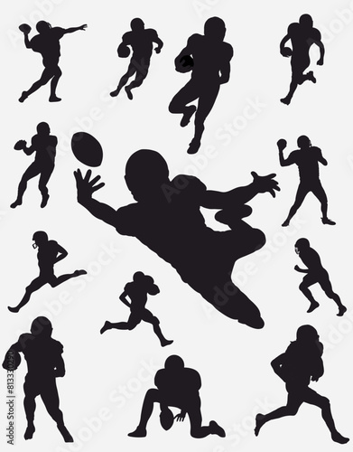American football silhouette collection set.  
