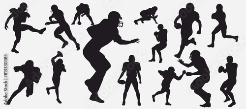 American football silhouette collection set.  