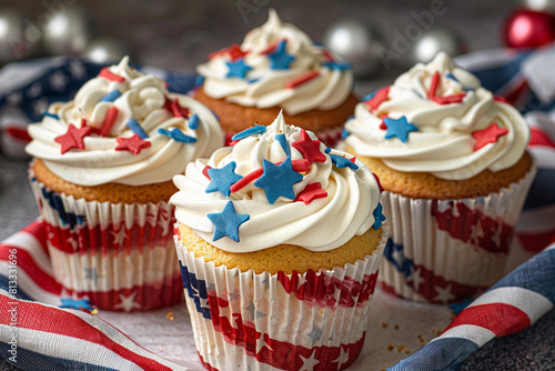 cupcakes with whipped cream  on memorial day