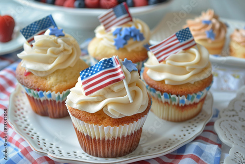 cupcakes with cream  on memorial day