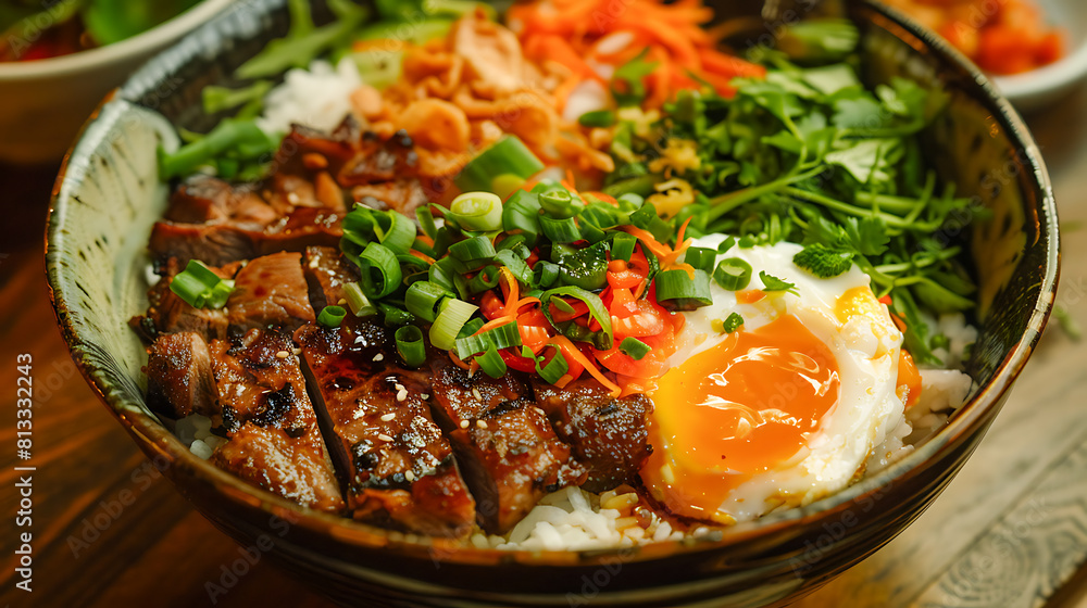 Delicious Korean Bibimbap in a Bowl Delicious Korean Bibimbap in a Bowl