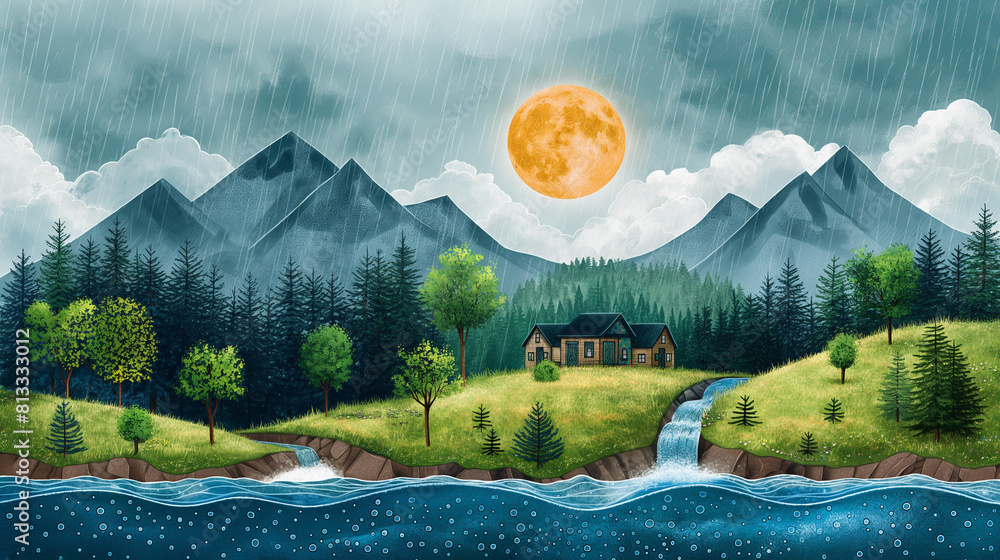 Obraz premium Water Cycle: Water Conservation Awareness about the importance of water conservation on Earth Day