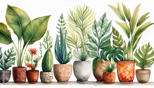 多種多様な観葉植物　白い背景 photo