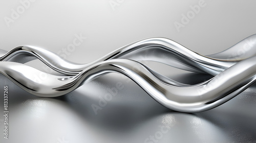 Chrome Metal Twirl Curve Isolated on White Background, Abstract Metallic Spiral Design Element, Generative AI