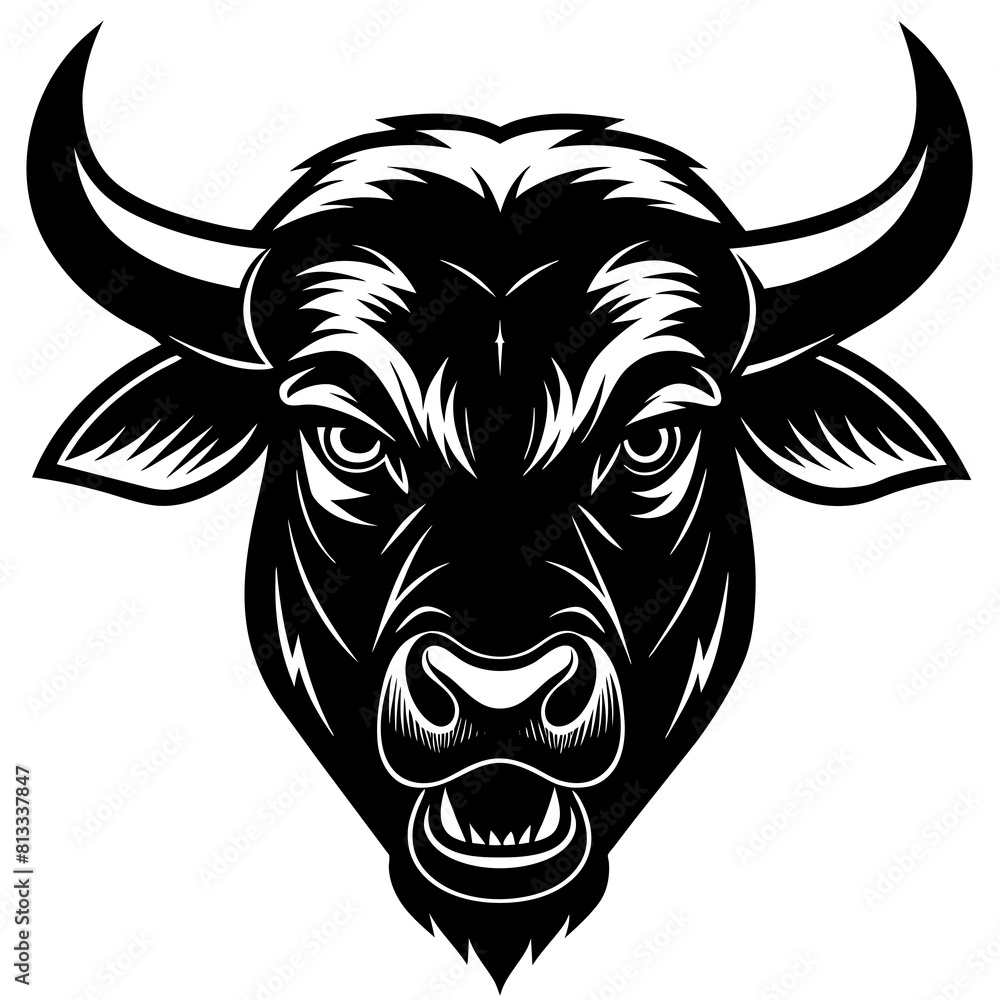 Obraz premium Ox head silhouette vector illustration