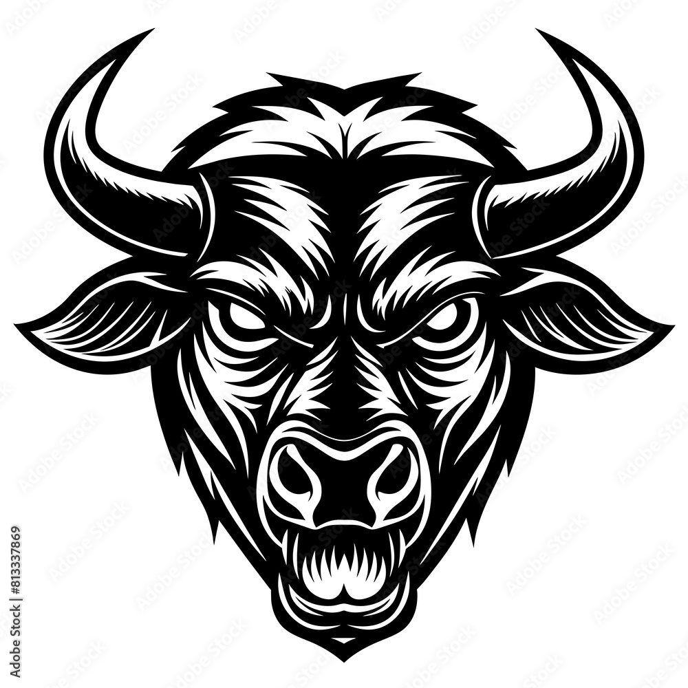 Fototapeta premium Ox head silhouette vector illustration 