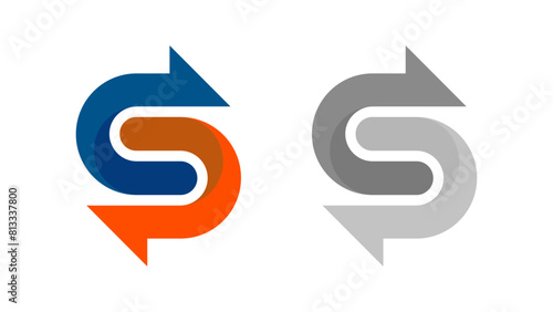 Free Download Double Reverse Arrow with repeat, return flow, Icon Replacement and Mode Sign Exchange on White Background. Editable vector illustration. - GFXLoad