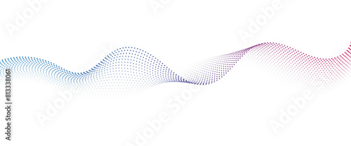 Flowing Dot Wave Pattern Halftone Curve Shape on Transparent Background