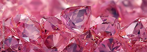 Graff Pink Diamond texture, iridescent texture, faceted gem crystal refractions panorama background 