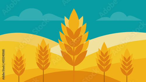 ears of corn close-up on a blue background