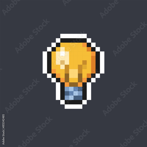 yellow bulb light in pixel art style