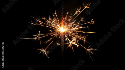 Isolated Sparkler on Black Background  Bright and Festive Sparkle for Celebrations  Fireworks Display  Festive Joy and Excitement  Generative Ai  
