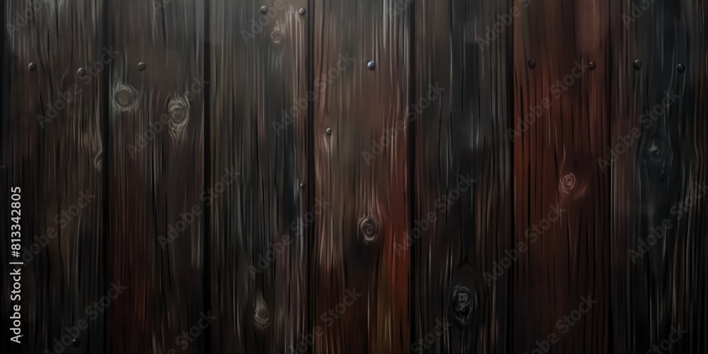 Naklejka premium Glossy black wooden panels in dim light