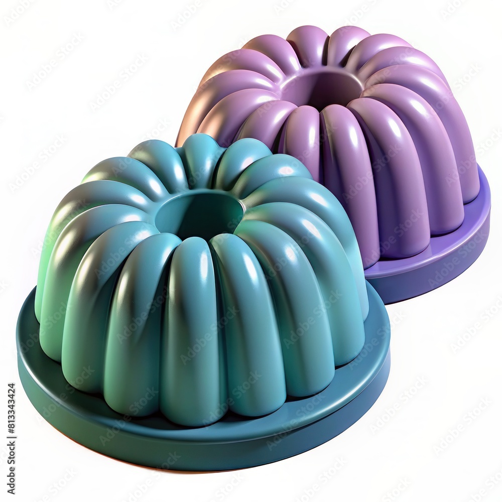 3D Render of mini bundt cake molds, on isolated white background, Generative AI 3D Render of mini bundt cake molds, on isolated white background, Generative AI