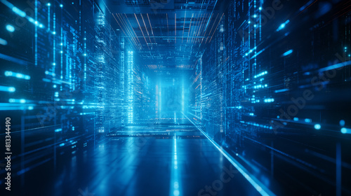 Wallpaper Mural Digital cyberspace with particles and Digital data network connections concept. Torontodigital.ca