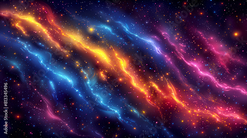 A colorful galaxy with a blue stripe