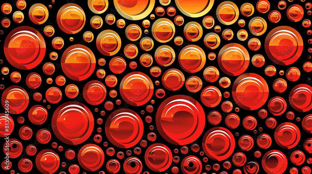 A close up of many red circles with a black background A close up of many red circles with a black background