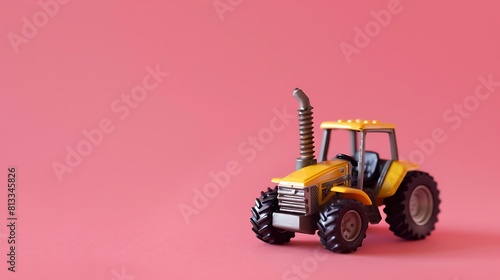 Screw topped with miniature tractor pink background