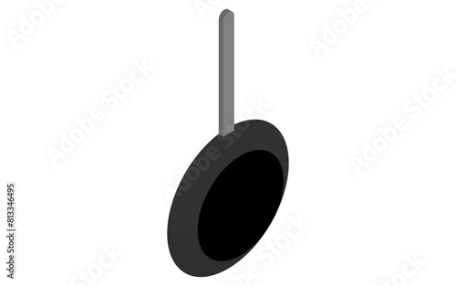 Cooking utensils: frying pan hanging on wall, isometric illustration