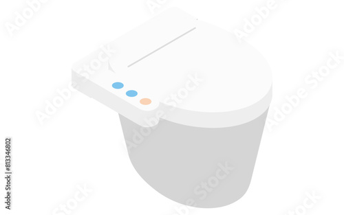 White appliances: bidet toilet, isometric illustrations